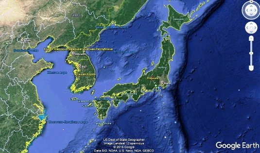В этой вселенной - Япония южнее Южной Кореи